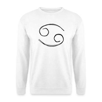 Sternzeichen Krebs handgezeichnet - Unisex Pullover - Weiß - Vorne - Alina (178cm) & Michal (187cm)