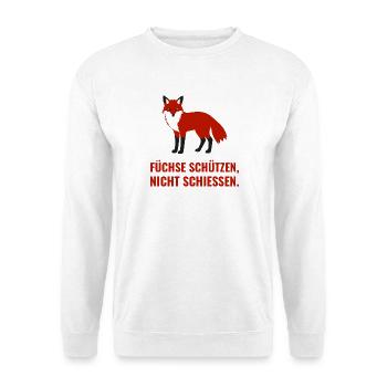 Füchse schützen, nicht schiessen - Unisex Pullover - Weiß - Vorne - Alina (178cm) & Michal (187cm)