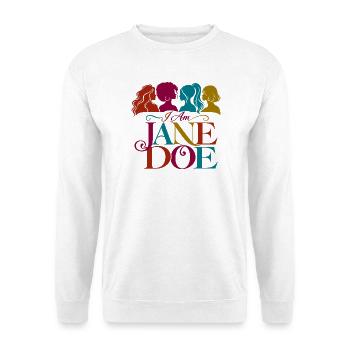 Ich bin Jane Doe Regenbogenporträt - Unisex Pullover - Weiß - Vorne - Alina (178cm) & Michal (187cm)
