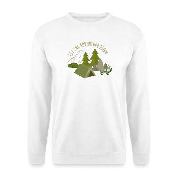 Lasst das Abenteuer beginnen – Camping - Unisex Pullover - Weiß - Vorne - Alina (178cm) & Michal (187cm)