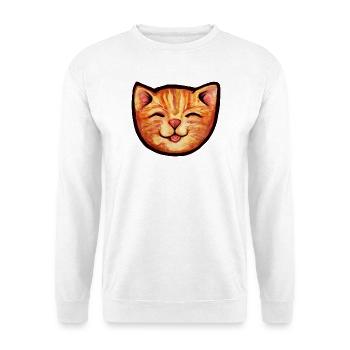 Sonnenkat Aquarell Lächeln - Unisex Pullover - Weiß - Vorne - Alina (178cm) & Michal (187cm)