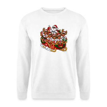 Lustiger Fussball-Weihnachtspulli- Fussball Outfit - Unisex Pullover - Weiß - Vorne - Alina (178cm) & Michal (187cm)