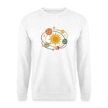 Sonnenkreis und Planetenring - Unisex Pullover - Weiß - Vorne - Alina (178cm) & Michal (187cm)