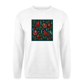 Crimson Cardinal Holiday Mosaik - Unisex Pullover - Weiß - Vorne - Alina (178cm) & Michal (187cm)