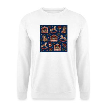 Prunkvolle Weihnachtskarussell-Medley - Unisex Pullover - Weiß - Vorne - Alina (178cm) & Michal (187cm)