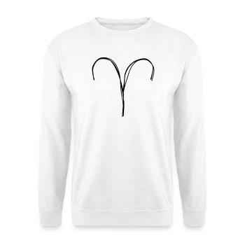 Sternzeichen Widder handgezeichnet - Unisex Pullover - Weiß - Vorne - Alina (178cm) & Michal (187cm)