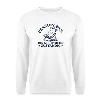 Pension 2027 Abschied Capybara im Liegestuhl - Unisex Pullover - Weiß - Vorne - Alina (178cm) & Michal (187cm)