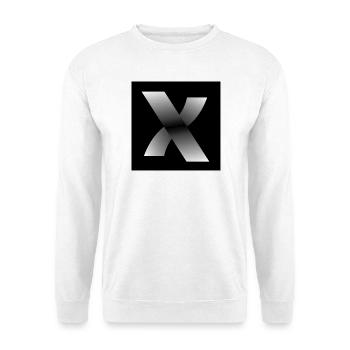 Metallisches X-Gradientendesign - Unisex Pullover - Weiß - Vorne - Alina (178cm) & Michal (187cm)
