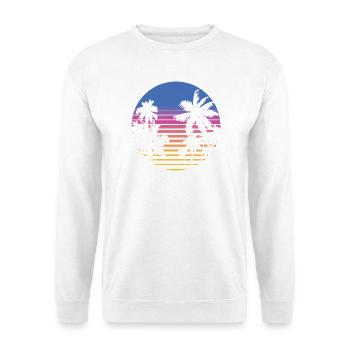 Palmen Retro 80er 90er Florida Miami Vintage Palme - Unisex Pullover - Weiß - Vorne - Alina (178cm) & Michal (187cm)