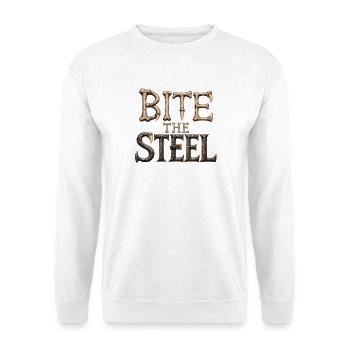 Bite The Steel Welding Wolf Shirt - Unisex Pullover - Weiß - Vorne - Alina (178cm) & Michal (187cm)