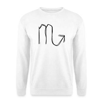 Sternzeichen Skorpion handgezeichnet - Unisex Pullover - Weiß - Vorne - Alina (178cm) & Michal (187cm)