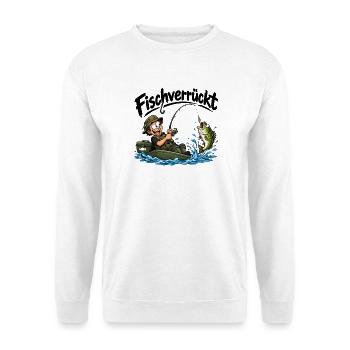 Fischverrückter Anglerabenteuer - Unisex Pullover - Weiß - Vorne - Alina (178cm) & Michal (187cm)