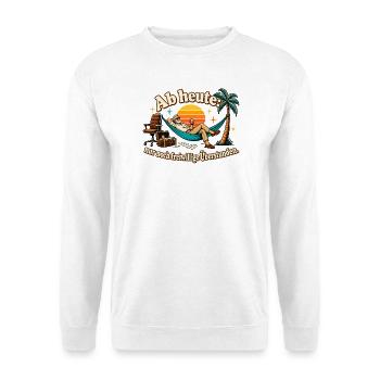 Rente Ruhestand Abschiedsgeschenk Kollege - Unisex Pullover - Weiß - Vorne - Alina (178cm) & Michal (187cm)