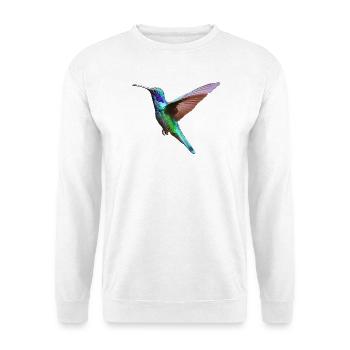 Kolibri – Vogelillustration - Unisex Pullover - Weiß - Vorne - Alina (178cm) & Michal (187cm)