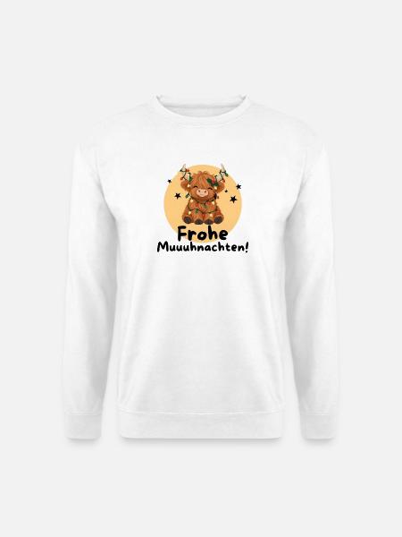Frohe Muuuhnachten – Süßes Weihnachtskälbchen - Unisex Pullover - Weiß
