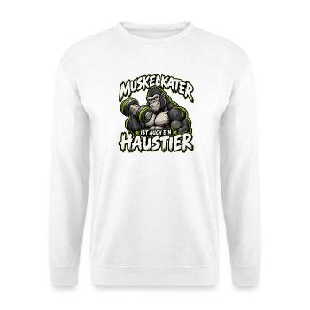 Muskelkater als Haustier Gymlife - Unisex Pullover - Weiß - Vorne - Alina (178cm) & Michal (187cm)