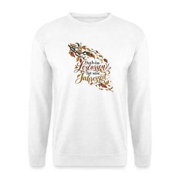 Loslassen im Herbst - Unisex Pullover - Weiß - Vorne - Alina (178cm) & Michal (187cm)