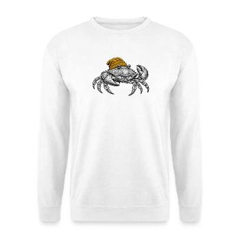 Krabbe mit gelber Mütze - Unisex Pullover - Weiß - Vorne - Alina (178cm) & Michal (187cm)