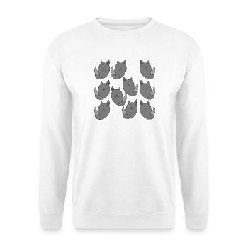 Cartoon-Nashornkopf - Unisex Pullover - Weiß - Vorne - Alina (178cm) & Michal (187cm)