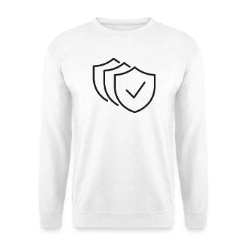 Geschichtetes Schildschutzlinien-Symbol - Unisex Pullover - Weiß - Vorne - Alina (178cm) & Michal (187cm)