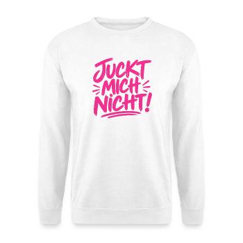 Juckt mich nicht! - cooler Spruch - Unisex Pullover - Weiß - Vorne - Alina (178cm) & Michal (187cm)