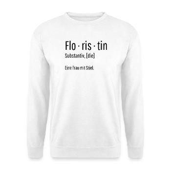 Floristin Substantiv Definition Blumen Geschenk - Unisex Pullover - Weiß - Vorne - Alina (178cm) & Michal (187cm)
