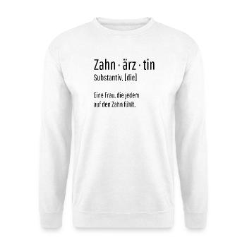 Zahnärztin Substantiv Definition Geschenk - Unisex Pullover - Weiß - Vorne - Alina (178cm) & Michal (187cm)