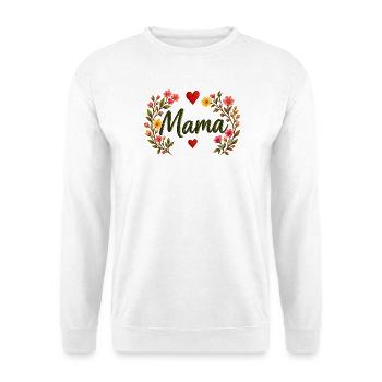 Watercolor Floral Mama Cute Mother's Day T-Shirt - Unisex Pullover - Weiß - Vorne - Alina (178cm) & Michal (187cm)