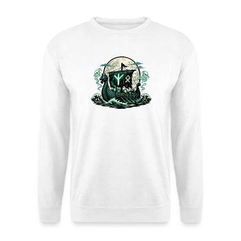 Nordisches Geisterschiff - Unisex Pullover - Weiß - Vorne - Alina (178cm) & Michal (187cm)