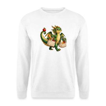 Grüner Drachenmarkt Einkauf - Unisex Pullover - Weiß - Vorne - Alina (178cm) & Michal (187cm)