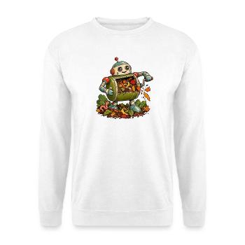 Herbstroboter mit Falllaub - Unisex Pullover - Weiß - Vorne - Alina (178cm) & Michal (187cm)