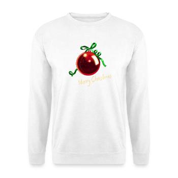 Christbaumkugel Rot - Merry Christmas - Unisex Pullover - Weiß - Vorne - Alina (178cm) & Michal (187cm)