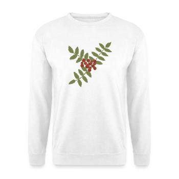 Karmesinrote Vogelbeeren auf Green Branch - Unisex Pullover - Weiß - Vorne - Alina (178cm) & Michal (187cm)