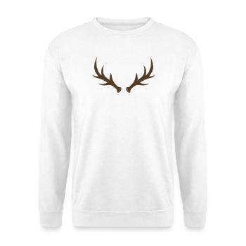 Geweih-Wappen Emblem - Unisex Pullover - Weiß - Vorne - Alina (178cm) & Michal (187cm)