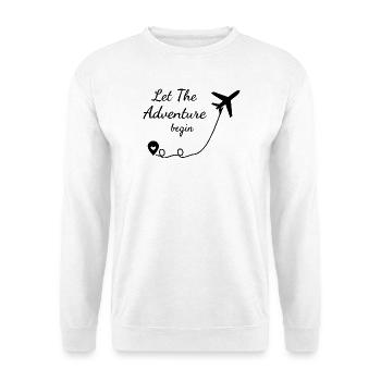 Reisen - Let The Adventure Begin - Reiselust - Unisex Pullover - Weiß - Vorne - Alina (178cm) & Michal (187cm)