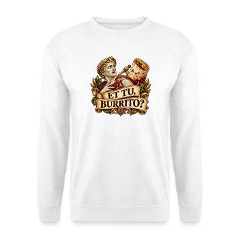 Und Ihr Burrito? Römisches Taco-Duell - Unisex Pullover - Weiß - Vorne - Alina (178cm) & Michal (187cm)