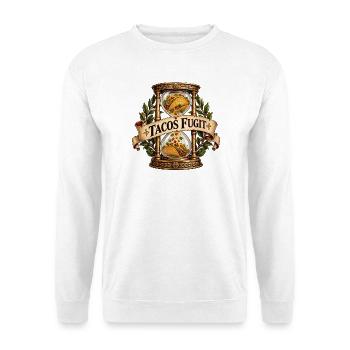 Tacos Fugit Sanduhrwappen - Unisex Pullover - Weiß - Vorne - Alina (178cm) & Michal (187cm)