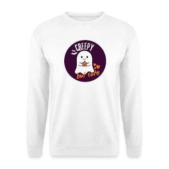Halloween Geist Creepy but Cute - Unisex Pullover - Weiß - Vorne - Alina (178cm) & Michal (187cm)