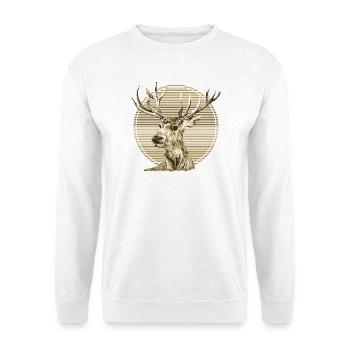 Hirsch - Unisex Pullover - Weiß - Vorne - Alina (178cm) & Michal (187cm)