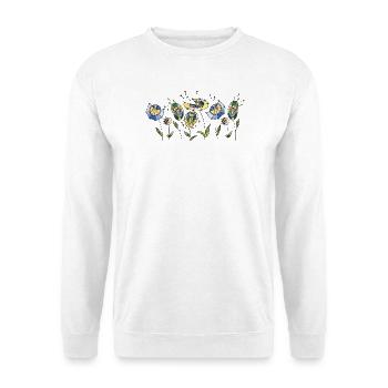 Blumen - Unisex Pullover - Weiß - Vorne - Alina (178cm) & Michal (187cm)
