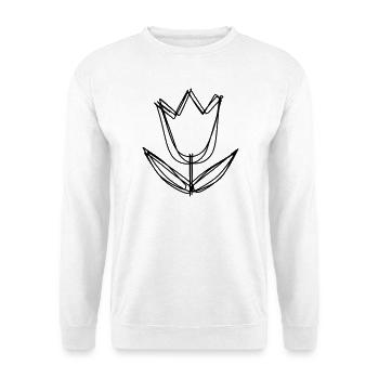 Krokus handgezeichnet - Unisex Pullover - Weiß - Vorne - Alina (178cm) & Michal (187cm)