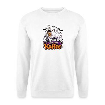 Ich spuke erst nach dem Kaffee - Unisex Pullover - Weiß - Vorne - Alina (178cm) & Michal (187cm)