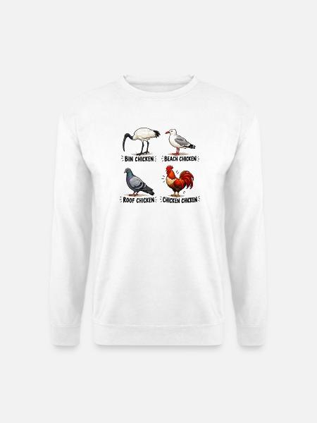 Funny Bin Huhn Australischer Ibis Vogelliebhaber Kunst - Unisex Pullover - Weiß