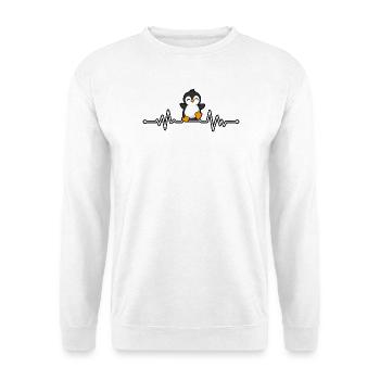 Pinguinherzschlag - Unisex Pullover - Weiß - Vorne - Alina (178cm) & Michal (187cm)