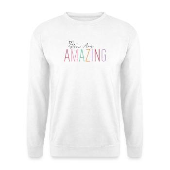 You Are Amazing! Personalisierbar - Unisex Pullover - Weiß - Vorne - Alina (178cm) & Michal (187cm)