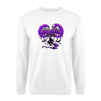 Lila Spuk-Halloween - Unisex Pullover - Weiß - Vorne - Alina (178cm) & Michal (187cm)