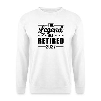 Rentner 2027 Abschied Ruhestand Legend - Unisex Pullover - Weiß - Vorne - Alina (178cm) & Michal (187cm)