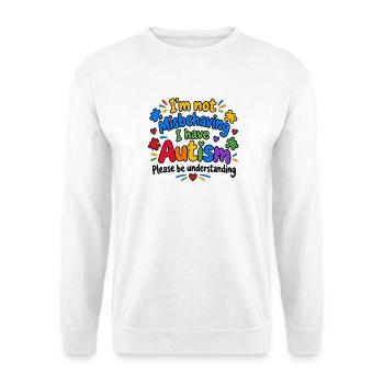 I’m Not Misbehaving Autism Pride - Unisex Pullover - Weiß - Vorne - Alina (178cm) & Michal (187cm)