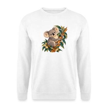 Zarter Koala zwischen Ästen und Blättern - Unisex Pullover - Weiß - Vorne - Alina (178cm) & Michal (187cm)