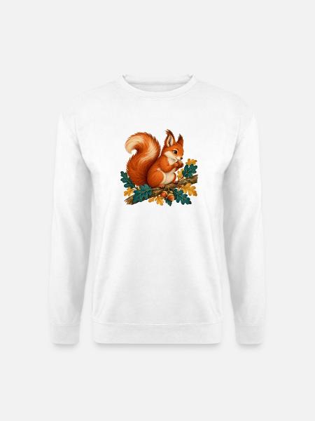 Herbsthörnchen auf Ast - Unisex Pullover - Weiß